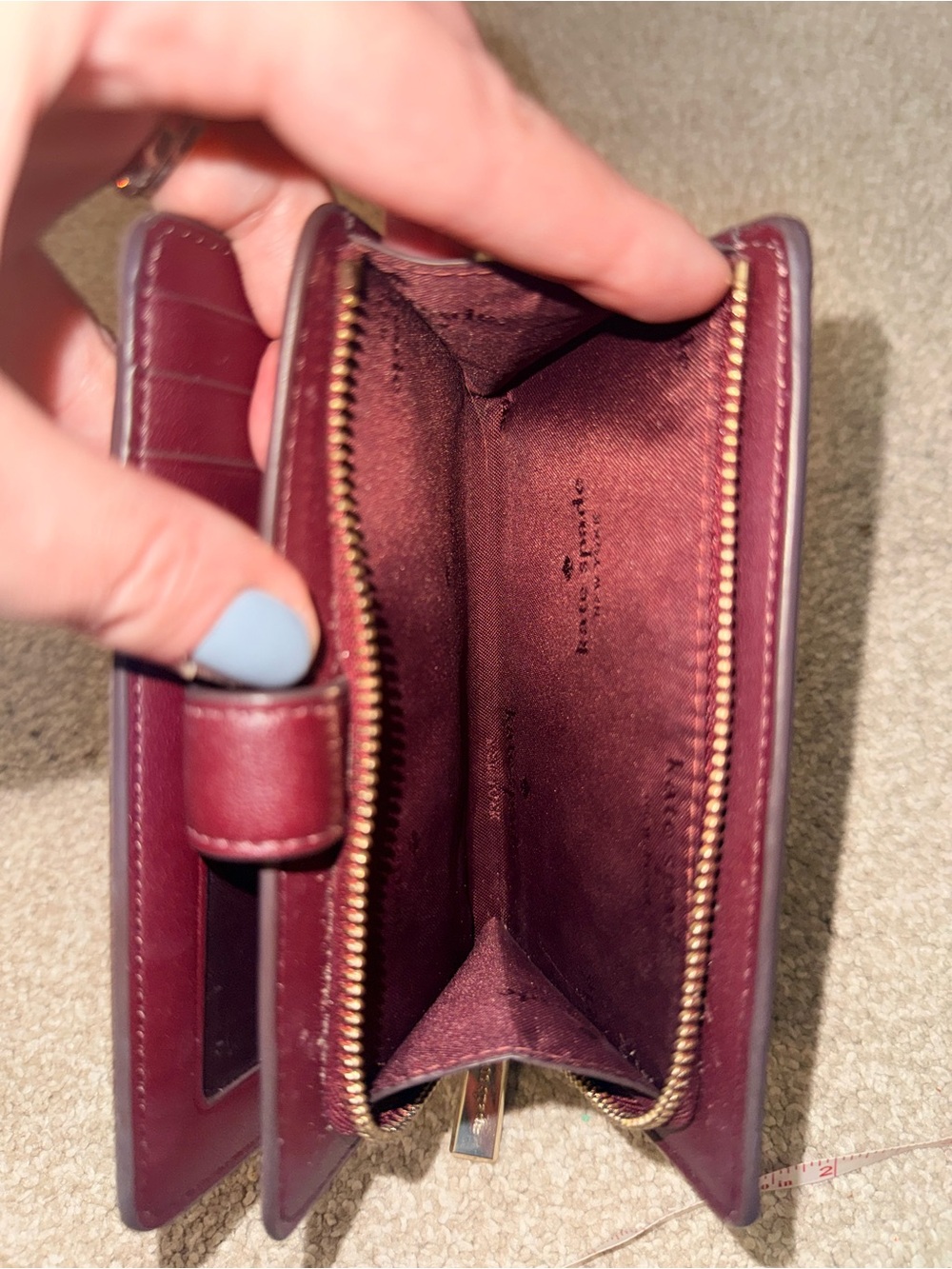 kate spade signature Burgundy Floral Jacquard bifold Wallet - Picture 5 of 5